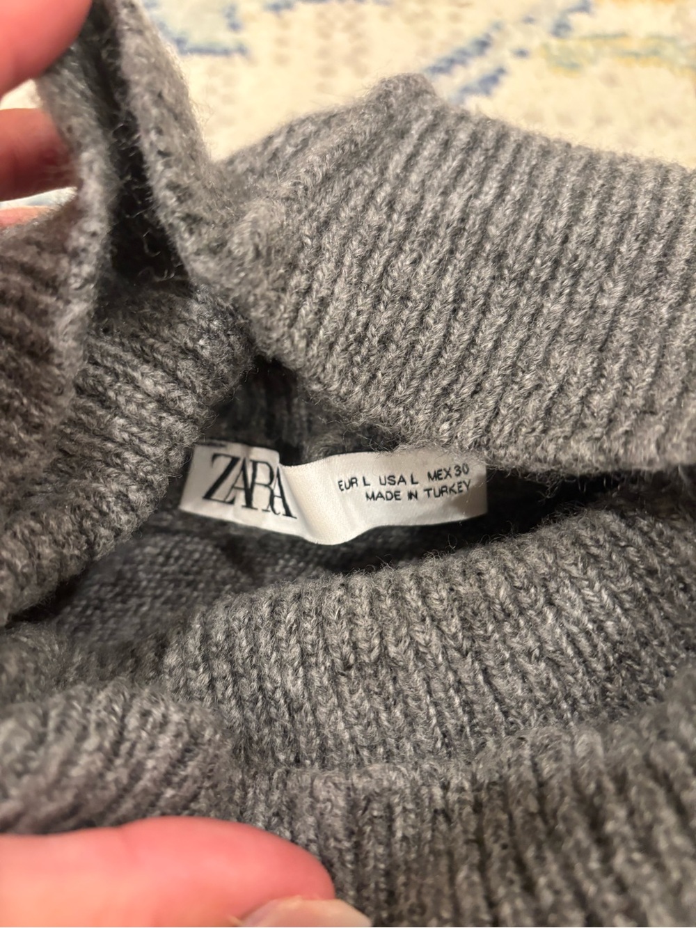 Zara Gray Knit Turtleneck Sweater - Picture 2 of 3